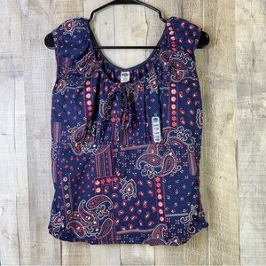 Austin Clothing Co XL Navy Blue, Red & White Paisley Print Side Zipper T…